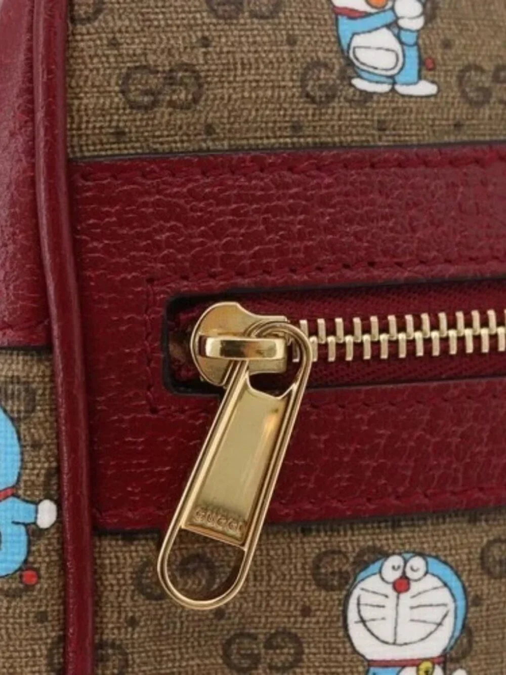 GUCCI Micro GG Supreme Doraemon x Fujiko-Pro Bag PVC Beige 647784 Auth 167167SM
